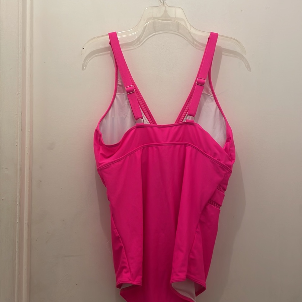 Daci mesh peekaboo hot pink ONE PIECE swimsuit 16W new - Picture 5 of 15